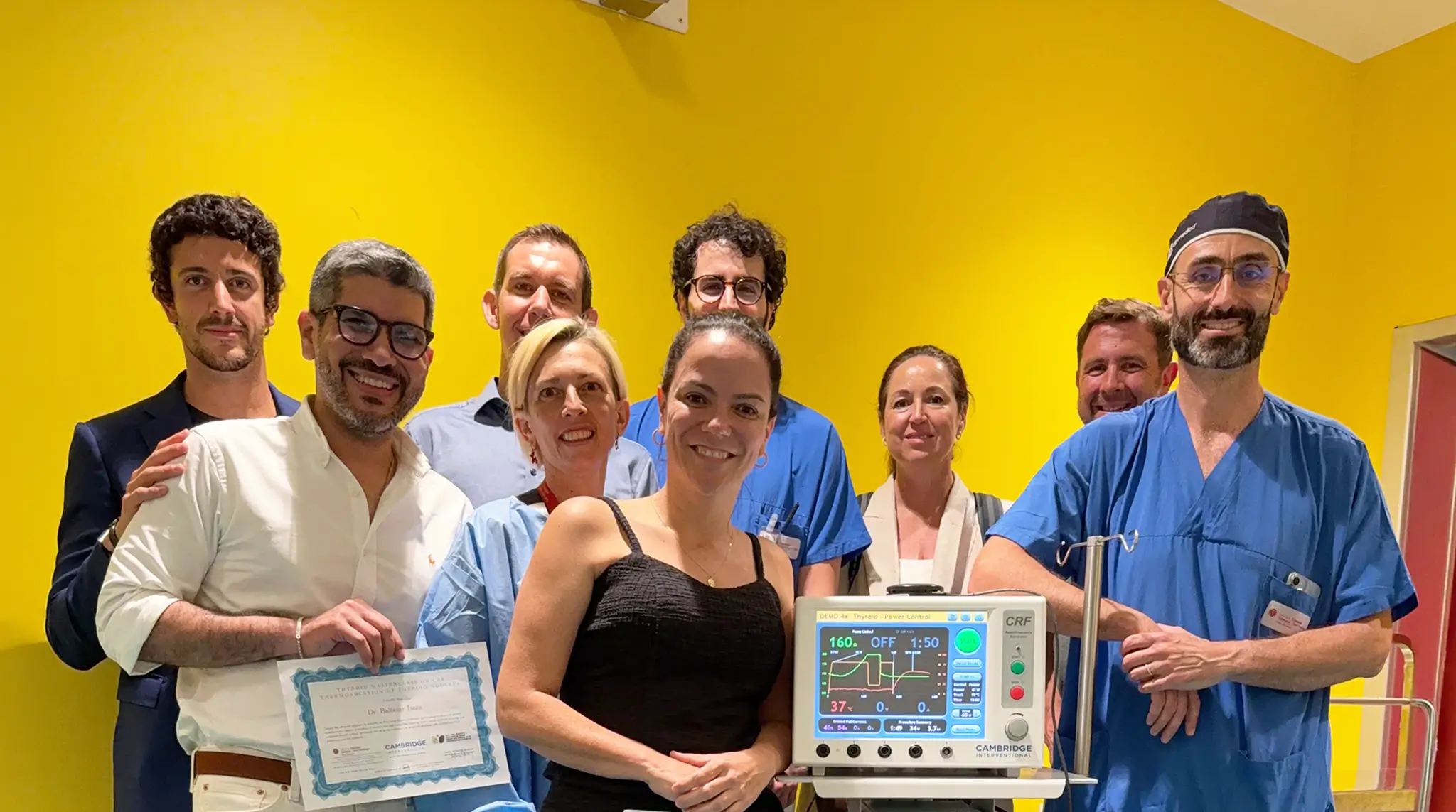 Dr. Giovanni Mauri, Prof. Luca Maria Sconfienza, and Dr. Pierluigi Glielmo at Ospedale Galeazzi - Sant'Ambrogio in Milan, Italy with team